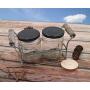 Tryer Vintage Farmhouse Rusty Zinc two Jar Holder Caddy Set with Side Handles and Large Jar Shakers for Salt and Pepper