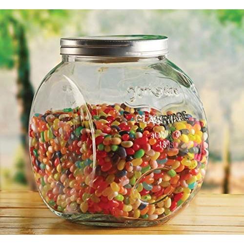 Glass Storage Canister, Clear Cookie Jar with Stainless Steel Lid