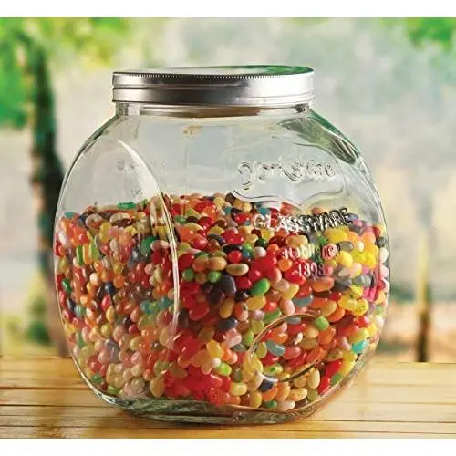 Conteneur de Rangement en Verre, Pot à Biscuits Transparent avec Couvercle en Acier Inoxydable