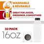 PACKAGE OF 30-PLASTIC 16 OZ JUICE/MILK/DRESSING BOTTLES BPA FREE BY PEXALE(TM) (BLACK CAPS, 30)