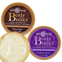 Bali Soap - Body Butter 2 pc Set Chocolate & Vanilla-Honey, Cocoa Butter & Aloe Vera Extract , 3.1 Oz. each