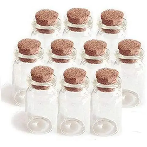 24Pcs 5ml 0.17oz Small Mini Reusable Clear Glass Wishing Bottle Jars Container with Cork Stoppers for Arts & Crafts Size: 1-1/2&quot Tall x 3/4&quot Diameter