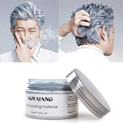 MOFAJANG Silver Grey Hair Wax Pomades 4.23 oz - Natural Hair Coloring Wax Material Disposable Hair Styling Clays Ash for Cosplay, Party (Silver Grey)