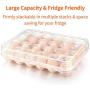 URWOOW Covered 24 Egg Holder Dispenser Tray Container Stackable Storage Storer Carton Box Case Carrier Keeper with Clear Lid for Refrigerator Fridge Kitchen, Large Capacity