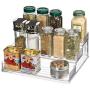 mDesign Plastic Spice and Food Kitchen Cabinet Shelf Organizer - 3 Tier Storage - Modern Compact Caddy Rack - Holds Spices/Herb Bottles, Jars - for Shelves, Cupboards, Refrigerator - 2 Pack - Clear