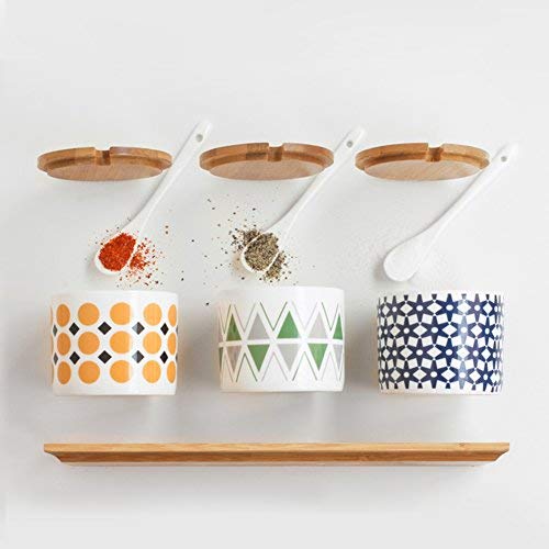 Spice jar set,Spice storage containers Ceramic spice jars with lid Porcelain condiment jar Storage containers-A
