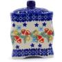 Polish Pottery 4?-inch Jar with Lid (Wreath Of Bealls Theme) + Certificate of Authenticity
