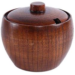 JUSTDOLIFE Seasoning Container Multi-function Wood Salt Box Spice Storage Container