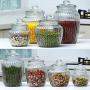 JACKBAGGIO 4pcs New Home Kitchen Sealed Glass Jar With Lid High Capacity Transparent Assorted Collection Of Creative Condiment Bottle Food Milk Powder Can (600ml)