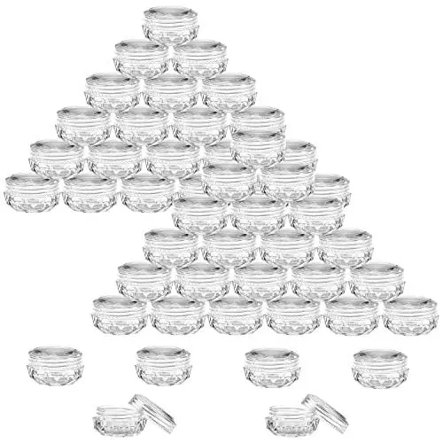 Foraineam 50 Pack Clear 5 Grams / 5ML Cosmetic Containers Diamond-shape Plastic Pot Jars With Lids Empty Cosmetic Sample Containers Foraineam 50 Pack Clear 5 Grams / 5ML Cosmetic Containers Diamond-shape Plastic Pot Jars With Lids Empty Cosmetic Sample Containers