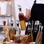 Küchengewürzbox/Gewürzebehälter mit Tablett-Kombination Glas Gewürzflasche Öl Essig Gewürzflaschen (Farbe: B)