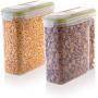 Perlli Cereal Container Storage Set - #1 Recommended 2 Piece 100% Airtight Dry Food Storage Containers with 4 Side Locking Lid with Dispenser - BPA Free Plastic Containers for Flour, Sugar, Rice