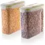Perlli Cereal Container Storage Set - #1 Recommended 2 Piece 100% Airtight Dry Food Storage Containers with 4 Side Locking Lid with Dispenser - BPA Free Plastic Containers for Flour, Sugar, Rice