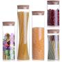 5 Pcs/Set Transparent Glass Jars Seal Jars Grains Storage Bottles Spice Jar Kitchen Storage Cans Kitchen Storage Organization