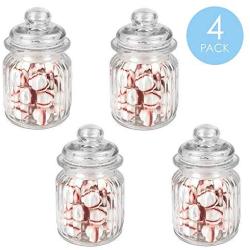 Home Basics Multi-Purpose 8 oz. Rippled Glass Mini Pantry Storage Jar with Dome Lid, Clear (4)