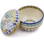 Polish Pottery 4?-inch Apple Shaped Jar made by Ceramika Artystyczna (Autumn Weatfields Theme) + Certificate of Authenticity