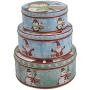 JKLcom Candy Tins Christmas Cookie Tins Set of 3 Metal Tin with Lid Empty Round Metal Storage Tin Cans Jars Containers Nesting Tins,for Gift Giving DIY Candy Cookie