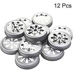 BESTONZON 12pcs Tin Cans Screw Top Round Metal Lids Cover Mason Canning Jar lids Leakproof Storage Lids Cap (Silver)