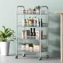 Lookvv 4-Tier Rolling Cart with Shelves Metal Rolling Basket Stand Mobile Storage Organizer Kitchen & Bathroom