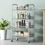 Lookvv 4-Tier Rolling Cart with Shelves Metal Rolling Basket Stand Mobile Storage Organizer Kitchen & Bathroom