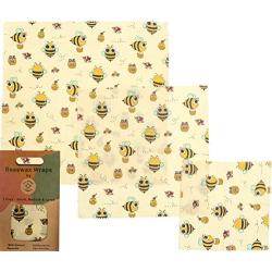 Tiny Village People - Reusable beeswax storage wraps Plastic Free Eco Friendly Plastic Wrap Alternative, Natural Antibacterial Beeswax Food Wrap, Keeps food fresher for longer Pack of 3