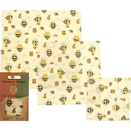 Petits Villageois - Emballages Réutilisables en Cire d'Abeille, Alternative au Film Plastique Écologique, Emballages Naturels Antibactériels, Garde les aliments plus frais plus longtemps. Pack de 3 Petits Villageois - Emballages Réutilisables en Cire d'Abeille, Alternative au Film Plastique Écologique, Emballages Naturels Antibactériels, Garde les aliments plus frais plus longtemps. Pack de 3