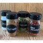 Jarming Collections Glass Spice Jars/Bottles -Mini Mason Spice Jars 4 oz. Empty Spice Containers with Pour/Sift Course Shaker Lids Complete Set with Chalk Spice Labels for Herbs and Spices