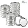 Mouth Mason Jar Lids and Bands（24 Pack) by SGVA for Mason Jars Split-Type Jar Lids Leak Proo & Secure Canning Jar Caps with White Silicone Seals (Silver (Regular(70mm))
