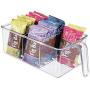 mDesign Plastic Kitchen Pantry Cabinet Refrigerator Food Storage Organizer Bin Holder with Handle - for Organizing Individual Packets, Snacks Food, Produce, Pasta - Medium, 4 Pack - Clear