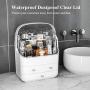 Haturi Makeup Organizer, Waterproof & Dustproof Cosmetic Organizer Box Fully Open Makeup Display Boxes ,Makeup Caddy Holder for Bathroom, Dresser, Countertop (White)