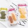 Mason Jar Zipper Bags Reusable Snack Saver Bag Leakproof Food Sandwich Storage Bags for Travel Kids (12 pieces)