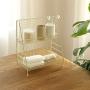 Multifunctional Kitchen Bottle Jar Storage Rack Living Room Bedroom Storage Rack Cosmetics 2-tier Finishing Rack Iron Black Shelf (Color : Beige)