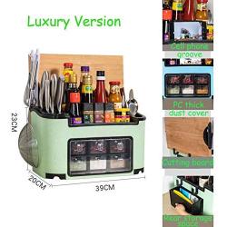 Multi-purpose Condiment Container, Kitchen Seasoning Box Storage Racks With Chopsticks Box Clear Acrylic Spice Jars-e5
