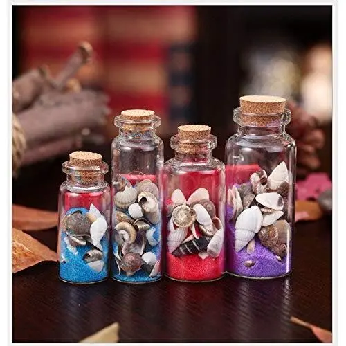 Glasbehälter Flaschen mit Korkstopfen, niedlich, Muscheln, Sand, Schalen, Mini Klar Korkstopfen Glasflaschen für Basteln, Wünsche, kleine Dekoration, Behälter, Aufbewahrung, DIY-Flasche