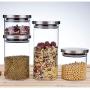 BESTONZON Glass Storage Jar Kitchen Food Storage Canisters Container With Stainless Steel Airtight Lid 950ml 9.5x16cm