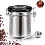 Conteneur d’encens étanche en acier inoxydable, conservez vos grains et moutures de café plus longtemps, avec traceur de date, soupape de libération CO2 et cuillère doseuse - Dorcas (Argent) Conteneur d’encens étanche en acier inoxydable, conservez vos grains et moutures de café plus longtemps, avec traceur de date, soupape de libération CO2 et cuillère doseuse - Dorcas (Argent)