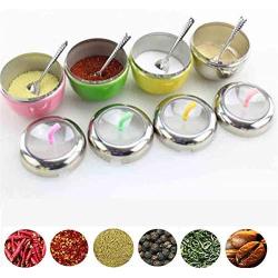 CSPFAIRY 304 Stainless Steel Kitchen Spice Jars Seal Apple Creativity Jar Salt and Sugar Cruet Seasoning Multifunction 4 Pcs/Set