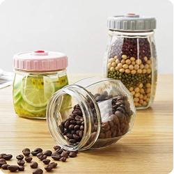 Vacuum Airtight And Sealed Jar Candy Organizer Snack Cans Grain Glass Container Dried Fruit Storage Bottles With Lid,Black