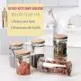 Bocal de Conservation Alimentaire en Verre Tenrry avec Couvercle en Bambou Étanché et Bouchon à Clipser Bocal de Conservation Alimentaire en Verre Tenrry avec Couvercle en Bambou Étanché et Bouchon à Clipser