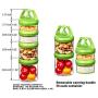 SELEWARE Portable and Stackable 4-Piece Twist Lock Panda Storage Jars Snack Container to Contain Formula, Snacks, Nuts, Drinks and More, BPA and Phthalate Free, 31oz Green