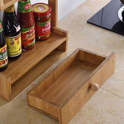 Wood Multifunction Bottle Jars Rack Holder 3 Tier Countertop Storage Organizer Shelf with drawer for Kitchen, Toilet, Dressing table