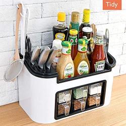 Multi-purpose Condiment Container, Kitchen Seasoning Box Storage Racks With Chopsticks Box Clear Acrylic Spice Jars-e5