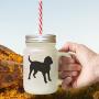 Black Bloodhound Silhouette Frosted Glass Mason Jar With Straw