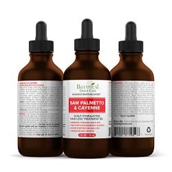 Saw Palmetto & Cayenne Hair Loss Scalp Treatment. DHT Blocker, Organic Hair Growth Oil For Hair Thinning Prevention Postpartum Alopecia. Capsaicin, 4 oz.