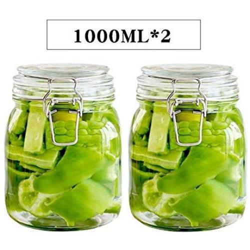 Yl Ly Square Glass Sealed Jar Lemon Passion Fruit Honey Bottle Transparent Food Storage Milk Powder Candy Jar Set Square 1000Ml2