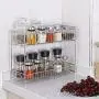 2-Reihen Stehpodestandsregal mit Geschirr- und Flaschenablage, Küchenkühlschrank-Organizer