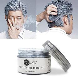 VOLLUCK Silver Grey Hair Wax Pomades 4.23 oz - Natural Hair Coloring Wax Material Disposable Hair Styling Clays Ash for Cosplay,Hallowee,Party