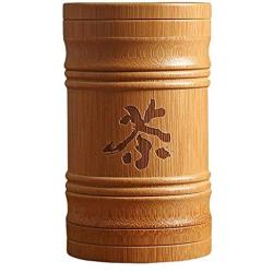 Assiduousic Food Storage Jar Bamboo Tea Box Loose Leaf Tea Box Organic Bamboo Container Tea Canister Portable Airtight Food Storage Canister Chinese Tea Character Engraving Tea Leaf Storage Box