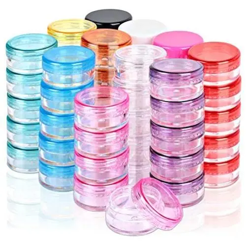 Pot en plastique vide de 5 g, HNYYZL, pour fards à paupières, poudre pour vernis à ongles, bijoux, baume à lèvres, crème, lotion (11 couleurs, 55 pièces) Pot en plastique vide de 5 g, HNYYZL, pour fards à paupières, poudre pour vernis à ongles, bijoux, baume à lèvres, crème, lotion (11 couleurs, 55 pièces)