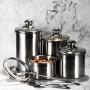 Woaiwo-q Food Storage Airtight Canister Set,4-Piece Stainless Steel Container with Clear Glass Lids and Spoons,For the Kitchen Counter Coffee Tea Nuts Sugar Flour
